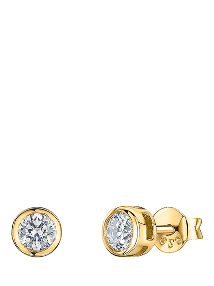 Jools by Jenny Brown 5mm Cubic Ziconia Rub Over Stud Earrings, Gold, Yellow Gold