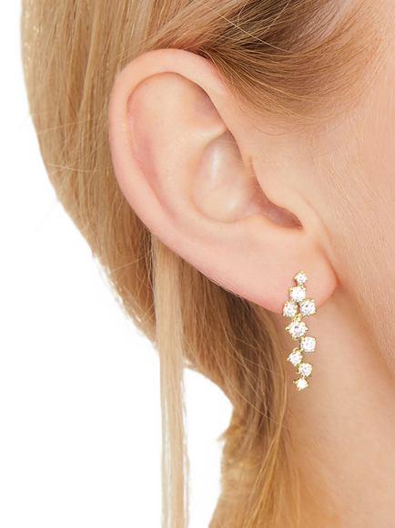 Jools by Jenny Brown Scatter Cubic Zirconia Drop Earrings, Gold - view 2, Gold