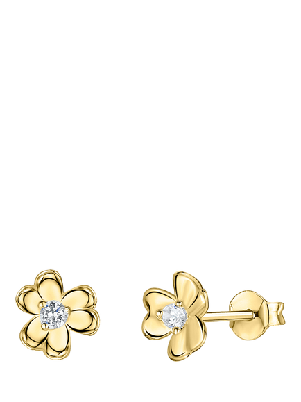 Jools by Jenny Brown Cubic Zirconia Small Flower Stud Earrings, Gold, Gold