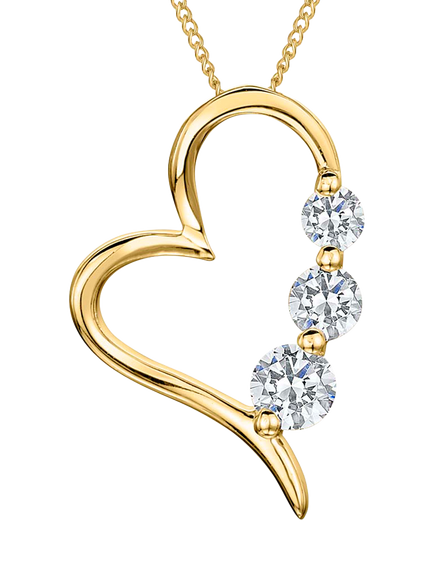 Jools by Jenny Brown Three Stone Cubic Zirconia Offset Heart Pendant Necklace, Gold, Gold