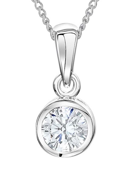 Jools by Jenny Brown 4mm Cubic Zirconia Solitaire Pendant Necklace, Silver