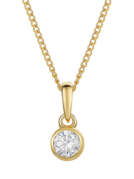 Jools by Jenny Brown 4mm Cubic Zirconia Solitaire Pendant Necklace, Gold, Gold