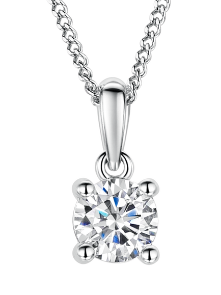 Jools by Jenny Brown Solitaire 5mm Cubic Zirconia Pendant Necklace, Silver, Silver