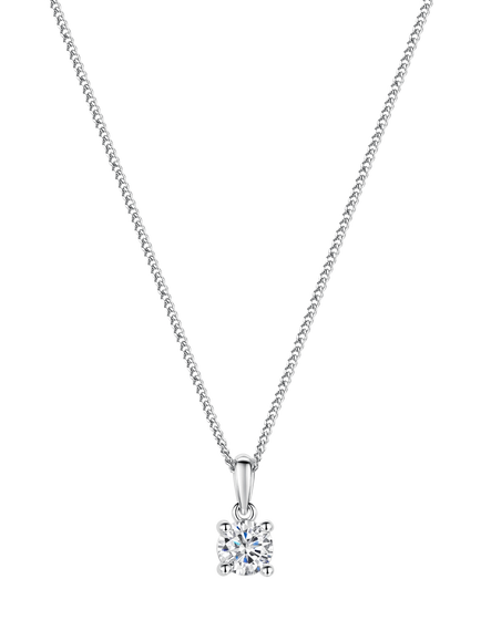 Jools by Jenny Brown Solitaire 5mm Cubic Zirconia Pendant Necklace, Silver - view 2, Silver