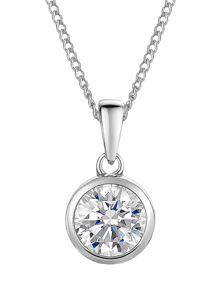 Jools by Jenny Brown 5mm Cubic Zirconia Solitaire Pendant Necklace, Silver