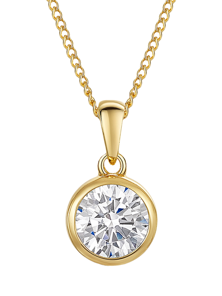 Jools by Jenny Brown 6.5mm Cubic Zirconia Solitaire Pendant Necklace, Gold, Gold