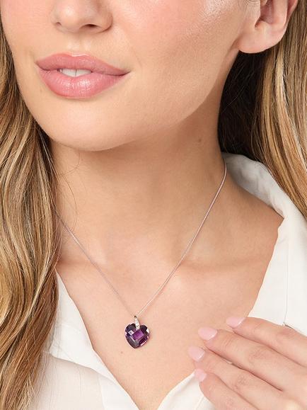 Jools by Jenny Brown Faceted Cubic Zirconia Pendant Necklace - view 2, Silver/Purple