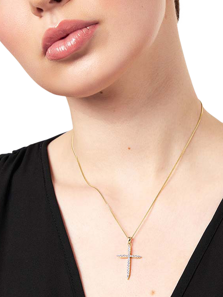 Jools by Jenny Brown Cross Pendant Necklace, Gold - view 2, Gold
