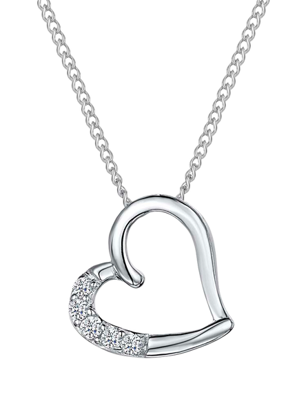 Jools by Jenny Brown Cubic Zirconia Heart Pendant Necklace, Silver