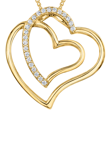 Jools by Jenny Brown Overlapped Double Heart Cubic Zirconia Pendant Necklace, Gold