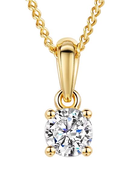 Jools by Jenny Brown 4mm Cubic Zirconia Solitaire Pendant Necklace, Gold, Gold