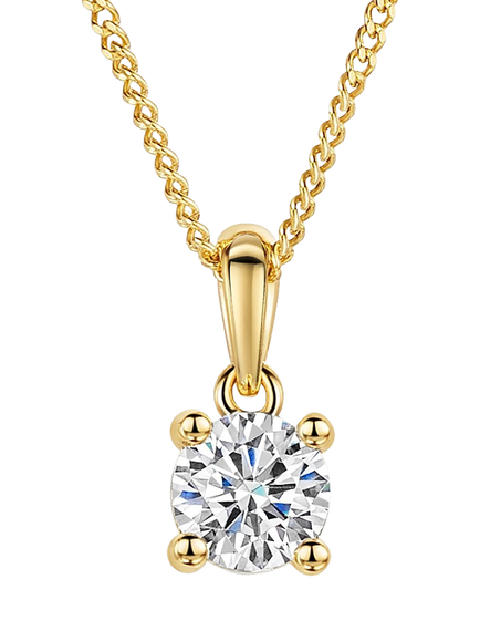 Jools by Jenny Brown 5mm Solitaire Cubic Zirconia Pendant Necklace, Gold, Gold
