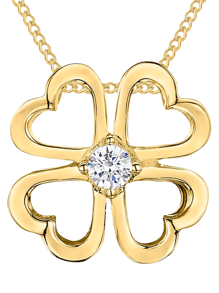 Jools by Jenny Brown Four Leaf Clover Cubic Zirconia Pendant Necklace, Gold, Gold
