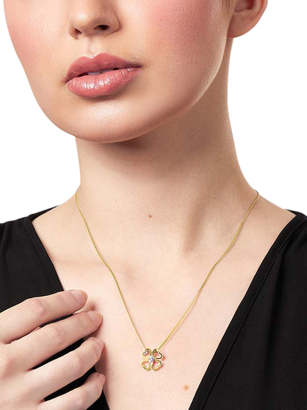 Jools by Jenny Brown Four Leaf Clover Cubic Zirconia Pendant Necklace, Gold - view 2, Gold
