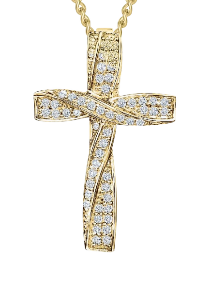 Jools by Jenny Brown Twisted Cross Pave Set Cubic Zirconia Pendant Necklace, Gold, Gold