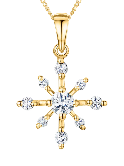 Jools by Jenny Brown Spiky Snowflake Cubic Zirconia Pendant Necklace, Gold, Gold