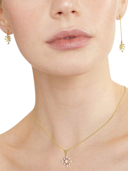 Jools by Jenny Brown Spiky Snowflake Cubic Zirconia Pendant Necklace, Gold - view 2, Gold