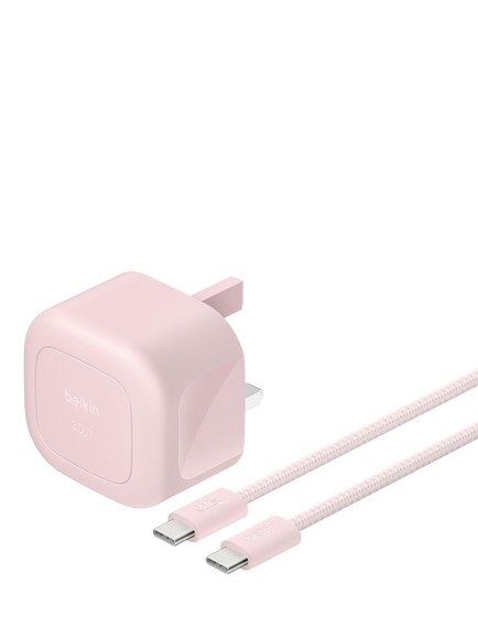 Belkin BoostCharge Compact USB-C 30W Charger & Cable for MacBook Neo, Blush