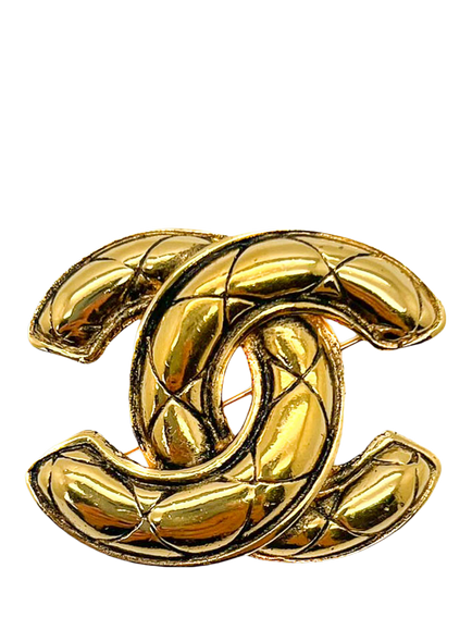 Pre-loved Vintage CHANEL CC Brooch, Gold, Gold