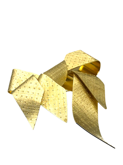 Pre-loved Vintage Christian Dior Bow Brooch, Gold - view 2, Gold