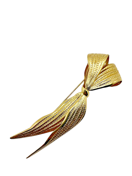 Pre-loved Vintage Christian Dior Longbow Brooch, Gold, Gold