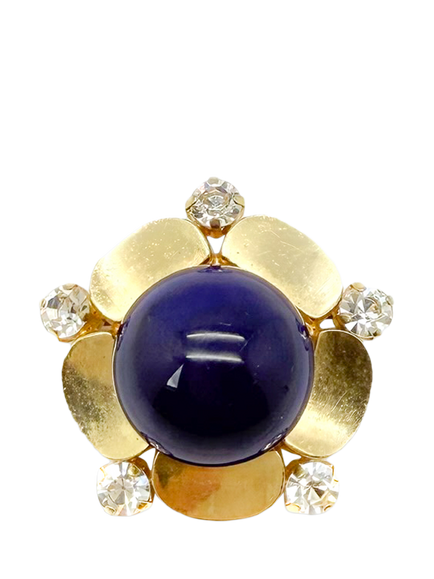 Pre-loved Vintage Christian Dior Lapis Flower Brooch, Dated 1967, Blue, Blue