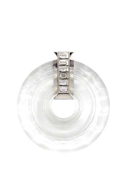 Pre-loved Vintage Versace Deco Target Brooch, Clear, Clear