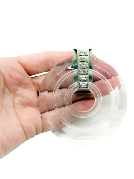 Pre-loved Vintage Versace Deco Target Brooch, Clear - view 2, Clear