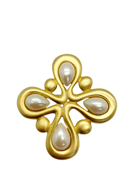 Pre-loved Vintage Givenchy Pearl Brooch, Gold, Gold