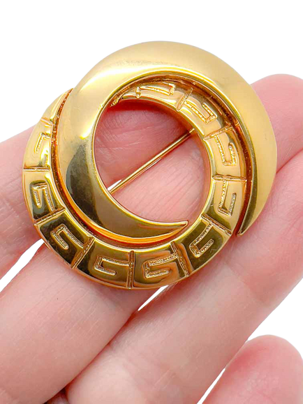 Pre-loved Vintage Givenchy Interlocking Circle Brooch, Gold - view 2, Gold