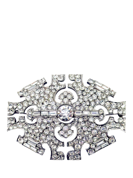 Pre-loved Antique Art Deco Plaque Brooch, Circa 1920s, Silver, Silver