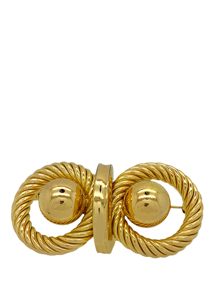 Pre-loved Vintage Christian Dior Ball Brooch, Dated 1970, Gold, Gold