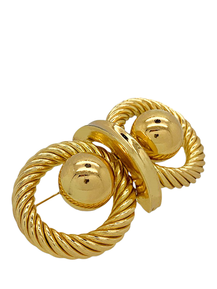 Pre-loved Vintage Christian Dior Ball Brooch, Dated 1970, Gold - view 2, Gold