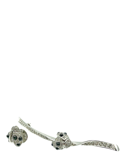 Pre-loved Vintage Christian Dior Ladybird Brooch and Tac Set, Silver - view 2, Silver