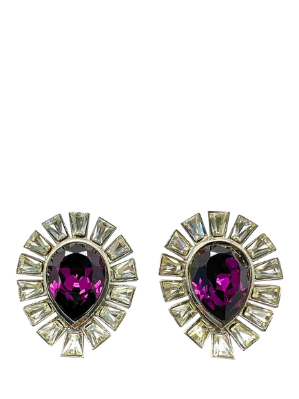 Pre-loved Vintage Amethyst Teardrop Necklace and Clip-On Earring Set - view 2, Amethyst