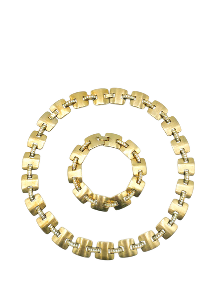 Pre-loved Vintage Monet Necklace and Bracelet Set, Gold, Gold