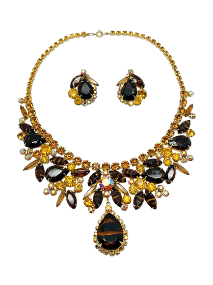 Pre-loved Vintage Juliana Zebra Necklace and Earrings Set, Circa 1950s, Gold, Gold