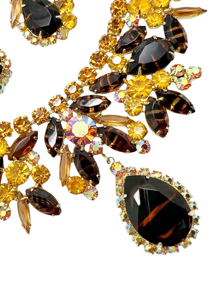 Pre-loved Vintage Juliana Zebra Necklace and Earrings Set, Circa 1950s, Gold - view 2, Gold