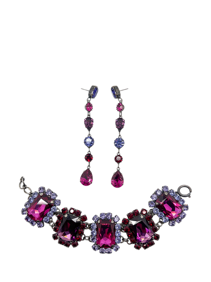 Pre-loved Vintage Bracelet and Drop Earrings Set, Pink, Pink