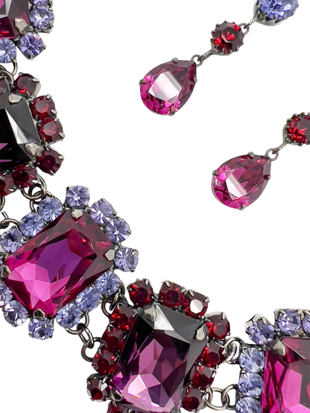 Pre-loved Vintage Bracelet and Drop Earrings Set, Pink - view 2, Pink