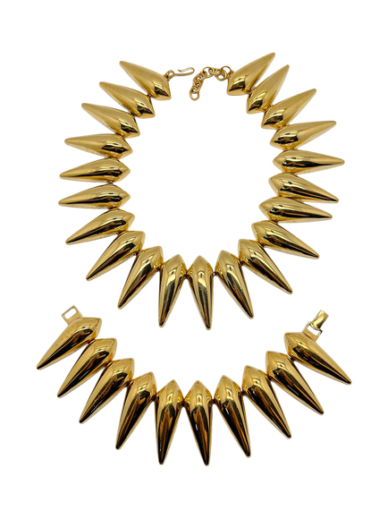Pre-loved Vintage Monet Sunburst Collar and Cuff Set, Gold, Gold