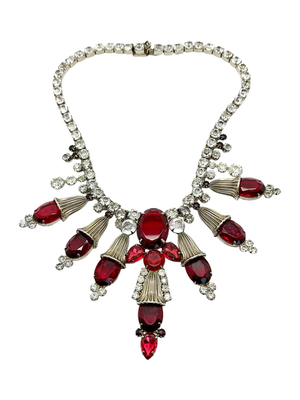Pre-loved Vintage Ruby Statement Collar Necklace, Red, Red