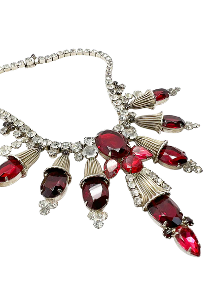 Pre-loved Vintage Ruby Statement Collar Necklace, Red - view 2, Red