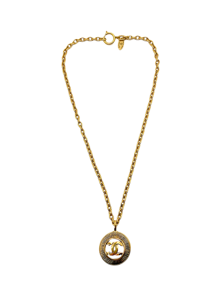 Pre-loved Vintage CHANEL CC Sunburst Necklace, Gold, Gold