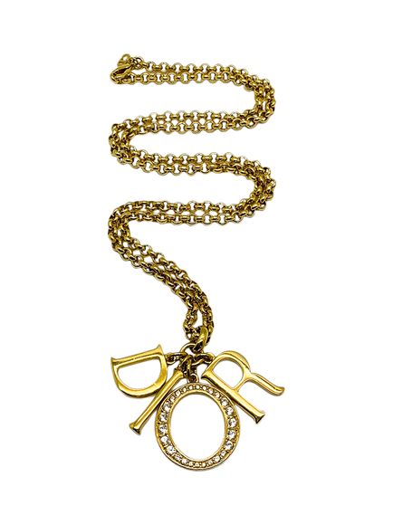 Pre-loved Vintage Christian Dior DIOR Charm Necklace, Gold, Gold