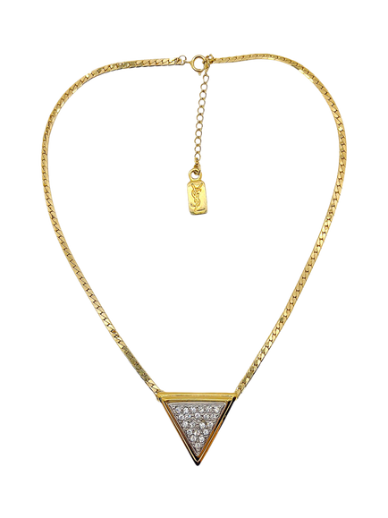 Pre-loved Vintage YSL Geo Necklace, Gold, Gold