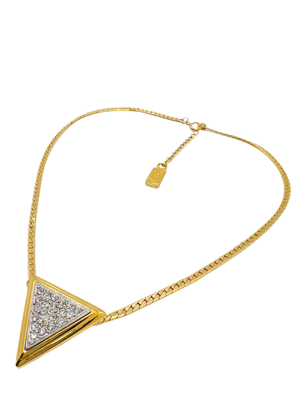 Pre-loved Vintage YSL Geo Necklace, Gold - view 2, Gold