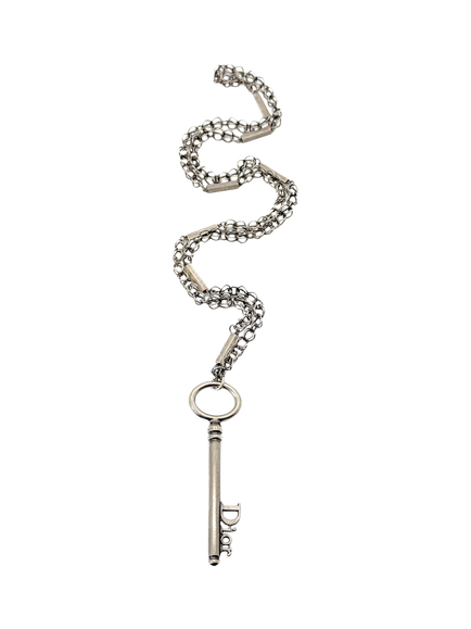 Pre-loved Christian Dior Galliano Key Necklace, Gunmetal, Gunmetal
