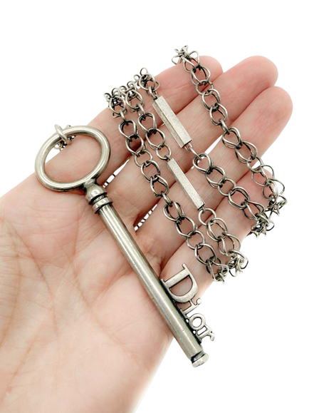 Pre-loved Christian Dior Galliano Key Necklace, Gunmetal - view 2, Gunmetal