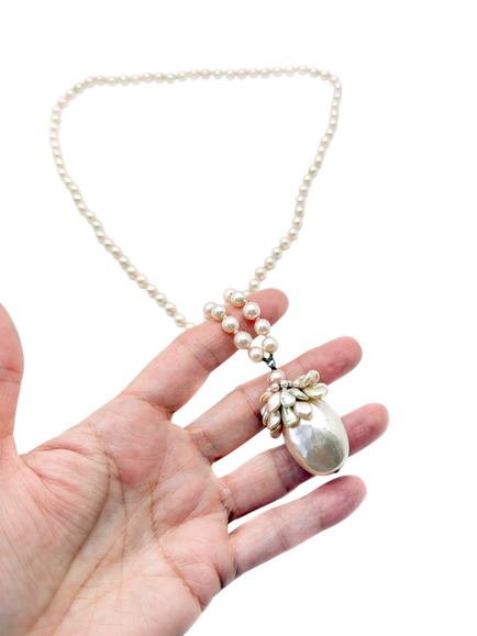 Pre-loved Vintage Louis Rousselet Pearl Drop Necklace, Circa 1940s - view 2, Pearl